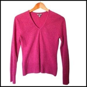 Apt 9 100% Cashmere Sweater V Neck Pullover Solid Pink Womens Size M Medium‎